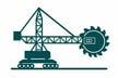 Sketch illustration of a bucketwheel reclaimer used for bulk material handling in mining and heavy industrial stockpile operations