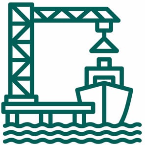 Sketch of port facilities supporting bulk cargo handling, shipping operations, and maritime infrastructure. Asset inspected by Structural Integrity Engineering for condition assessment, maintenance planning, and structural integrity management.