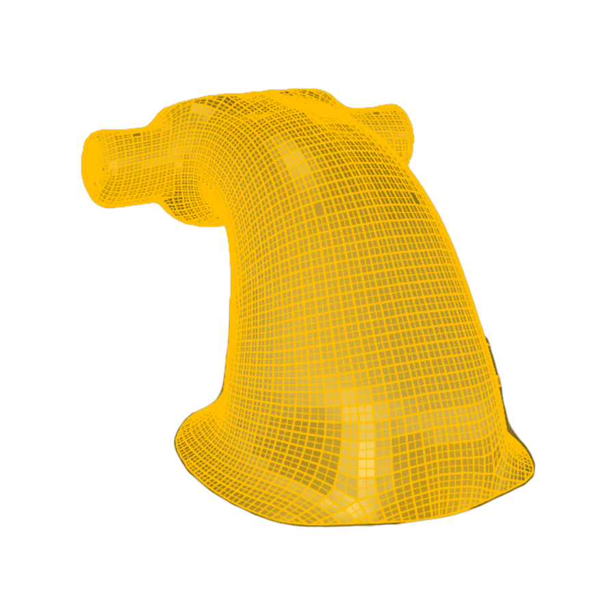Finite element mesh model of a mooring bollard used for advanced structural analysis, risk assessment, compliance evaluation and asset integrity management.