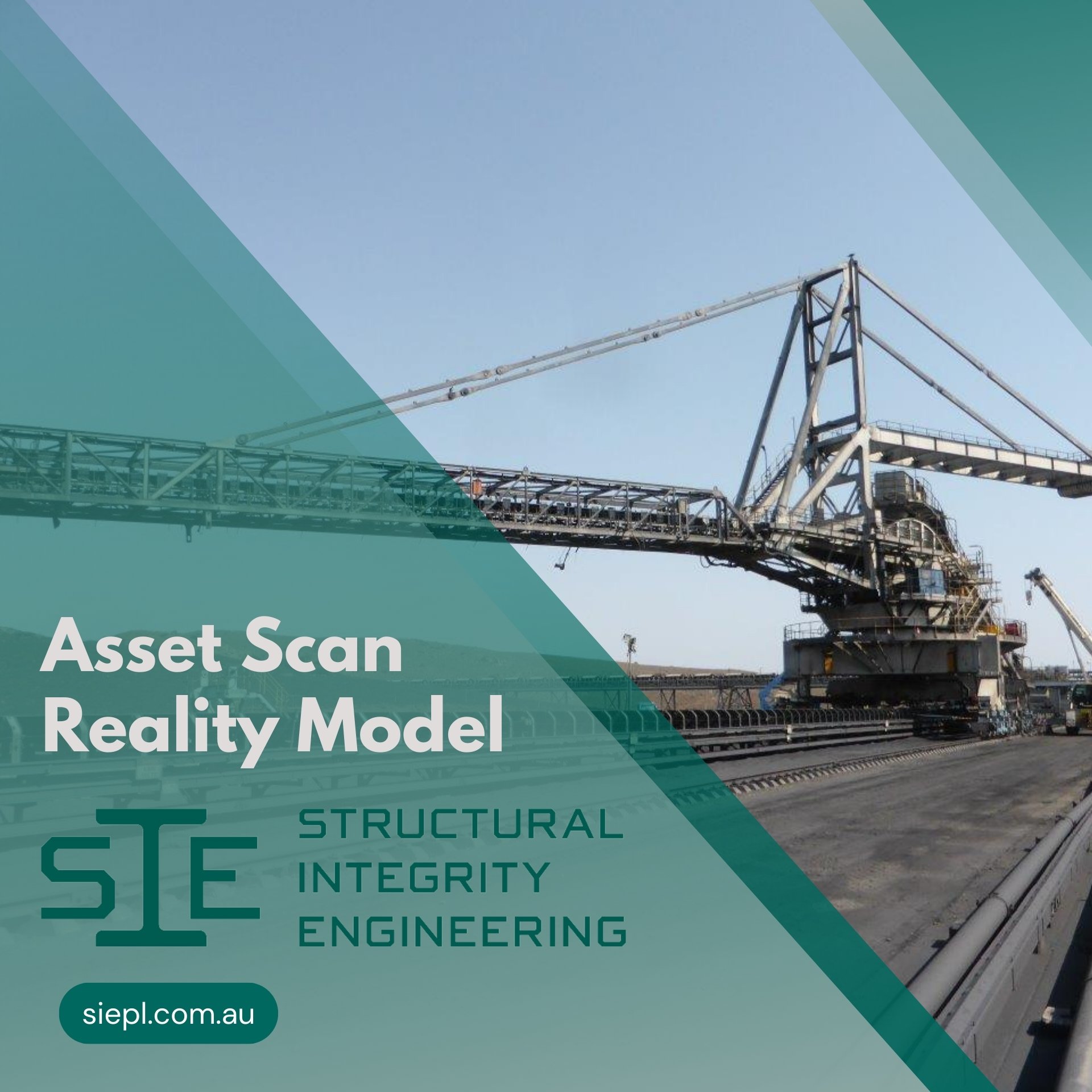 3D photogrammetry scan of a stacker generating detailed asset data for inspections, defect mapping, engineering assessments, and maintenance planning.