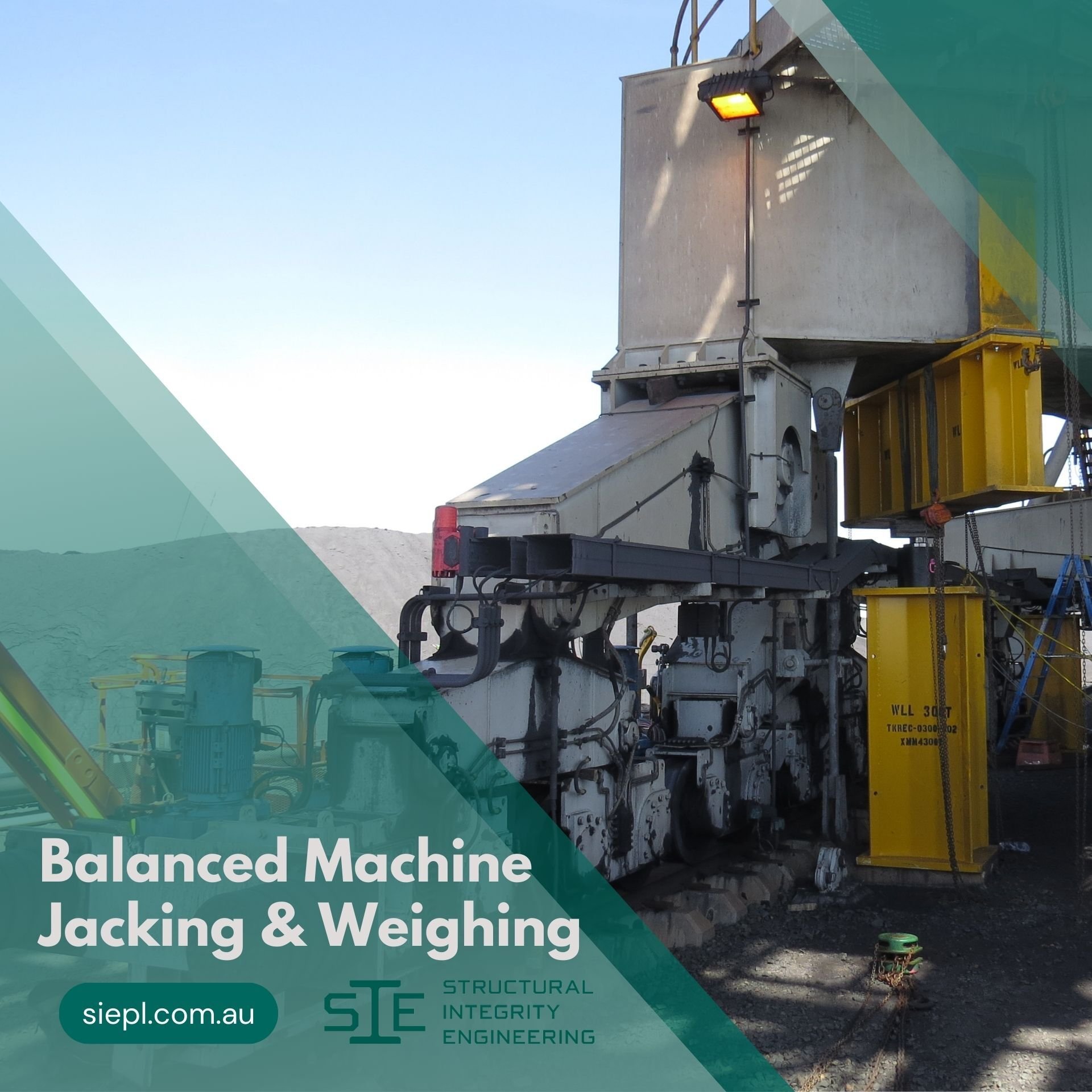 Stacker jacking and weighing actions completed as part of an engineering audit to verify load distribution and asset condition.